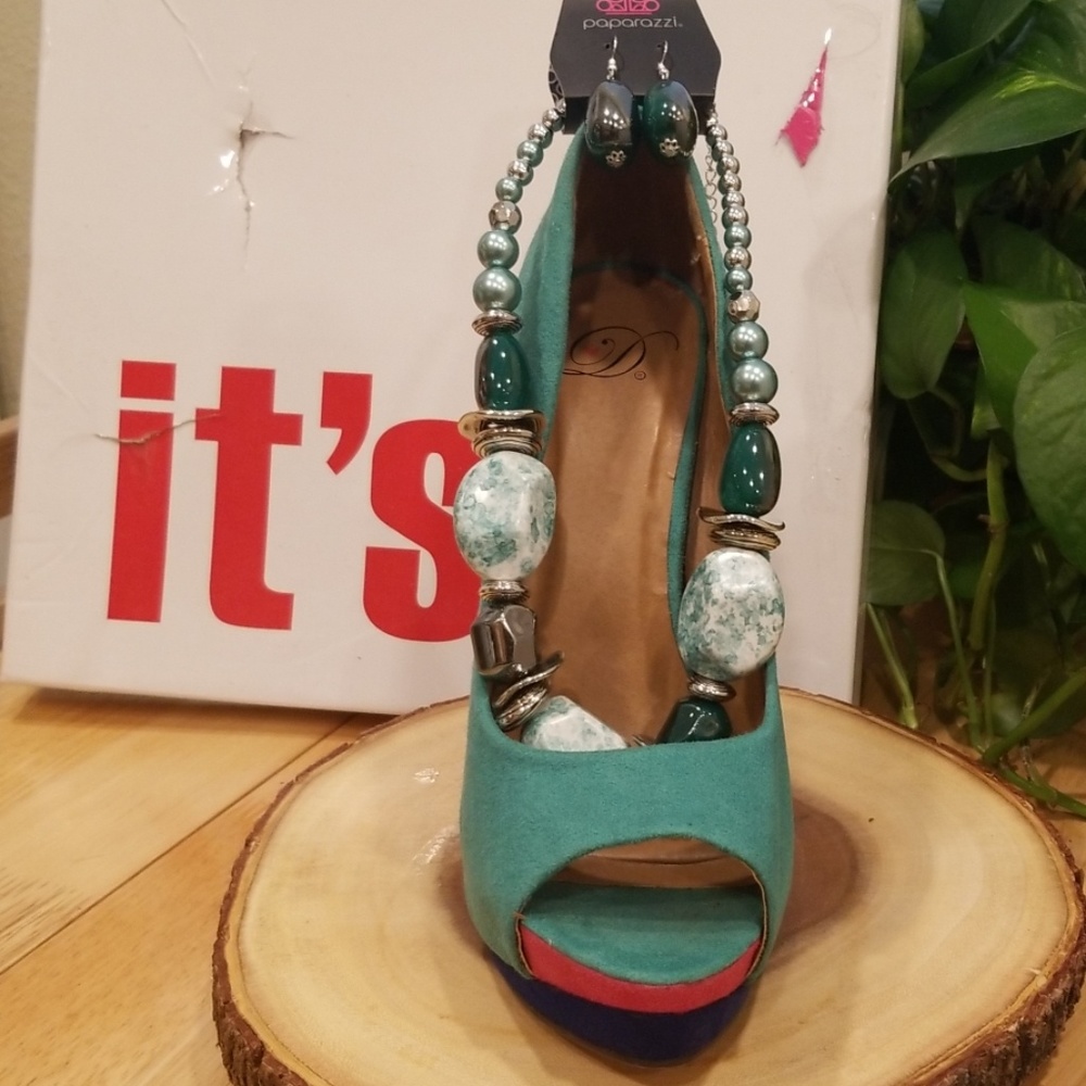 Teal Platform Pumps